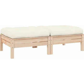 Podložka pod nohu vidaXL 2místná zahradní pohovka s poduškami masivní borovice [838170] Barva: Přírodní a krémová