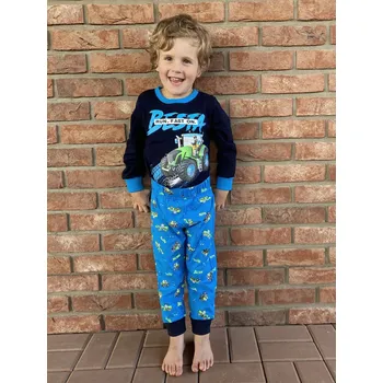 Chlapecké pyžamo Kugo Svítící klučičí pyžámka - traktor Barva: Světle modré se zeleným traktorem, Velikost: 98