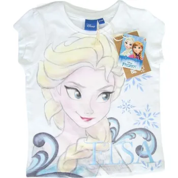 Dívčí oblečení Disney Frozen Elsa bílé dívčí tričko s potiskem Velikost: 134/140