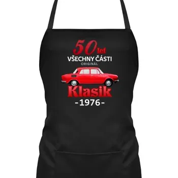 Žertovný předmět 50 let - všechny části originál - Klasik 1976 - zástěra s potiskem- Tričkový.cz