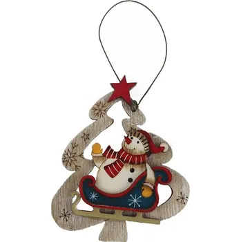 Vánoční dekorace Sromek k zavěšení se sněhulákem D6552/2