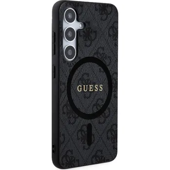 Zadní kryt Guess PU Leather 4G Colored Ring MagSafe pro Samsung Galaxy S24, černá