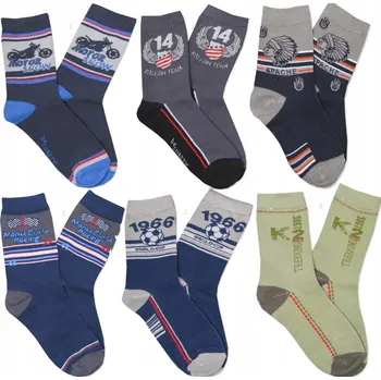 Pánské ponožky 33-35 Ponožky 6 párů chlapecké bavlněné vzorované ponožky bez snazzy