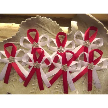 Svatební dekorace Svatební vývazek - bílá / bordó světlá 33