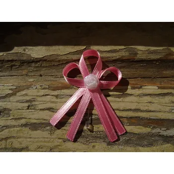 Svatební dekorace Vývazek atlasový s růžičkou - růžová 324