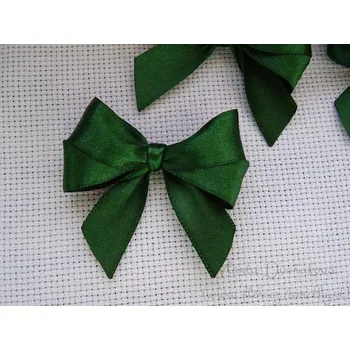 Svatební dekorace Mašlička textilní - saténová zelená tmavá 315