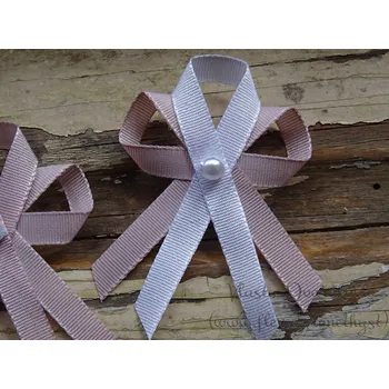 Svatební dekorace Svatební vývazek taftový s perličkou - pudrová 607 / bílá