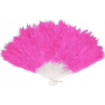 Karnevalový doplněk VĚJÍŘ Z KARNEVALOVÉHO PEŘÍ RETRO RŮŽOVÝ