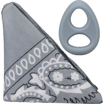Rock Solid The Code Gray, hanky šátek (šedý = bondage) a dvojitý silikonový kroužek