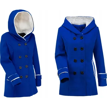 Dámský kabát Dámská bunda Soprato modrá (odstín chrpy) velikost XL, zateplená dvouřadá bunda s kapucí