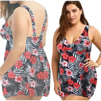 Dámské plavky PLAVKY DVOUDÍLNÉ PLUS SIZE KRAŤASY SET HORNÍ A SPODNÍ DÍL ČERNÉ L