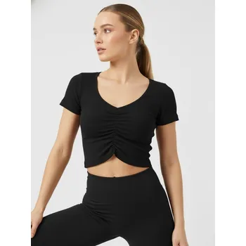 Sinsay - Krátký top s řasením uprostřed - černá - 331IH-99X - 331IH-99X-M