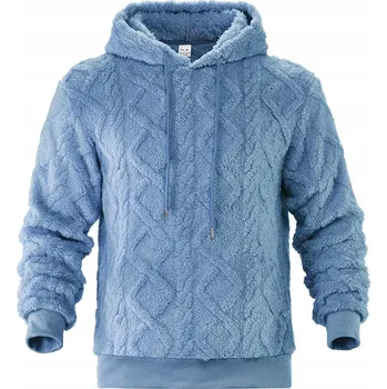 Pánská mikina Pánská silná fleecová mikina s kapucí - Volný střih, pulovr s výstřihem do V - 3XL