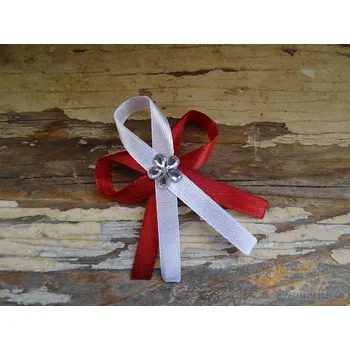 Svatební dekorace Svatební vývazek - bordó tmavá / bílá 48