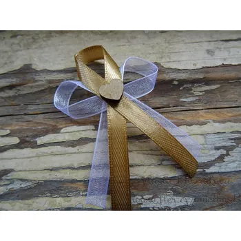 Svatební dekorace Svatební vývazek rustik - bílá / hnědá střední 105