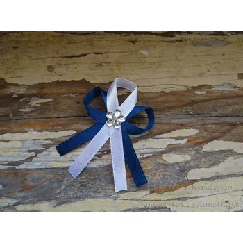 Svatební dekorace Svatební vývazek - modrá tmavá 38 / bílá