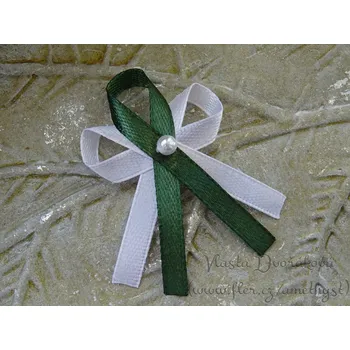 Svatební dekorace Svatební vývazek s perličkou - bílá / zelená 128