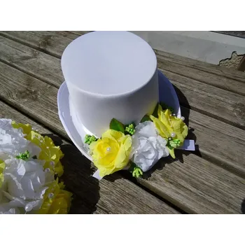 Cylindr bílý - žluté a bílá růže