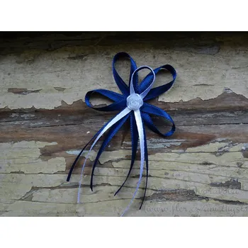 Svatební dekorace Vývazek velký - tmavě modrá/bílá, nebo v barvě na přání