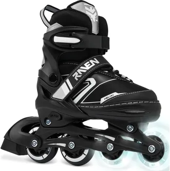Kolečkové brusle RAVEN Nastavitelné inline brusle Raven Helixi se svítícími LED kolečky 34/37 ČERNÁ|ŠEDÁ