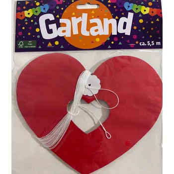 BAREVNÝ PAPÍROVÝ GIRLANDA VE TVARU SRDCE NA NAROZENINY 5,5 METRU