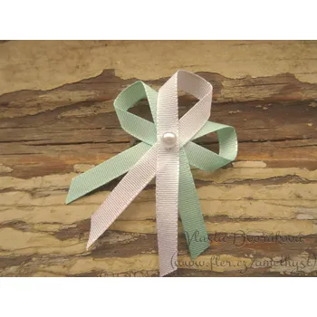 Svatební dekorace Vývazek taft. s perličkou - mint 342 / bílá