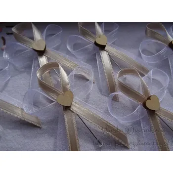 Svatební dekorace Svatební vývazek rustik - bílá / béžová 722