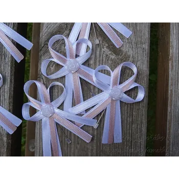 Svatební dekorace Svatební vývazek bílý s pudrově růžovou 607