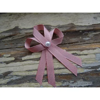 Svatební dekorace Vývazek taft. s perličkou - starorůžová 625