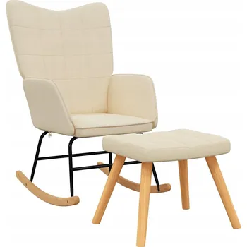 Křeslo Houpací křeslo krémové s podnožkou, rozměry: 61 x 78 x 98 cm