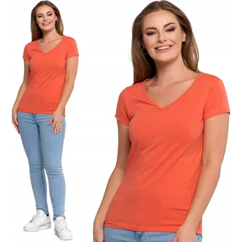 Dámské tričko DÁMSKÉ TRIČKO s krátkým rukávem Výstřih ''V'' Tričko Hladké MORAJ XXL