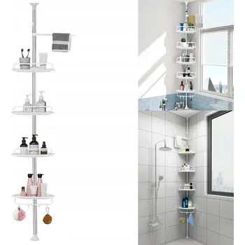 Drátěná police TELESKOPICKÁ ROHOVÁ POLICE DO KOUPELNY POD SPRCHU ORGANIZÉR NA KOSMETIKU