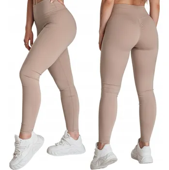 Dámské legíny Dámské legíny push up s vysokým pasem béžové UY2599 - M