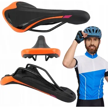Sedlo na kolo POHODLNÉ SEDLO NA KOLO MTB SPORTOVNÍ ČERNO-ORANŽOVÉ 37602