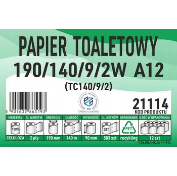 Toaletní papíry Suchý toaletní papír bez vůně Jumbo 12 ks