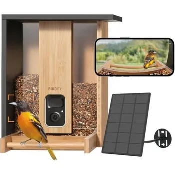 Krmítko pro ptáka Birdfy Feeder Bamboo Solar AI krmítko pro ptáky s kamerou a solárním panelem