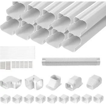 Klimatizace Kryt potrubí VEVOR Mini Split Line Set 76,2 mm Š 5400 mm D, dekorativní PVC kryt potrubí pro klimatizaci s 10 rovnými kanály a kompletními komponenty, snadná instalace, natíratelný pro tepelná čerpadla, bílý