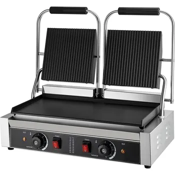 Vevor Panini gril elektrický 3600W, dvojitý nerez, termostat, plotna 48×23cm