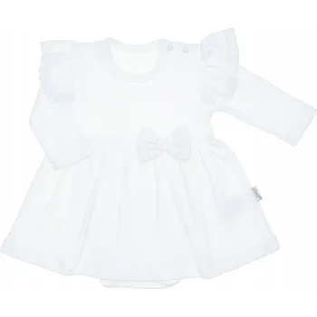 Dívčí šaty Dívčí šaty-body s dlouhým rukávem, bílé Nicol, vel.