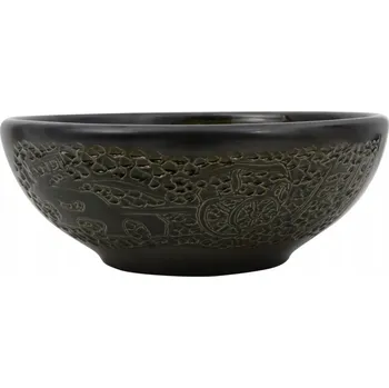 Umyvadlo Černé keramické umyvadlo na desku 41 x 14 cm s ručním vzorem