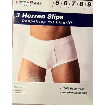 Slipy 3 ks Pánské slipy FreshBody Basic, velikost 3XL/9, bavlna, slipy s žebrováním