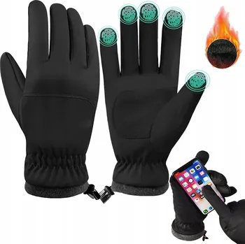 Cyklistické rukavice TERMOAKTIVNÍ ZIMNÍ RUKAVICE PRO BĚHÁNÍ S DOTYKOVÝMI PRSTY PRO MUŽE, VELIKOST L - VHODNÉ PRO TELEFON