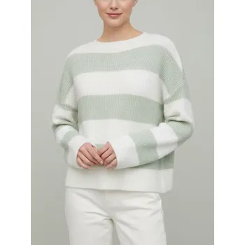 Dámský svetr Sinsay - Svetr s pruhy, kulatým výstřihem a dlouhými rukávy - zelená - 059IJ-07P - 059IJ-07P-XS