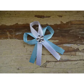 Svatební dekorace Svatební vývazek - modrá azuro / bílá 187