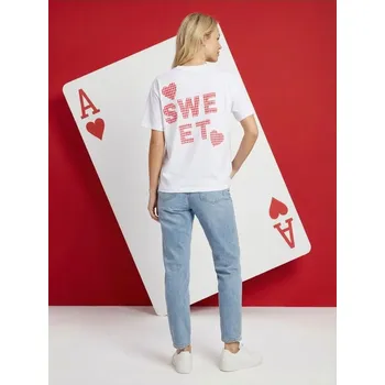 Dámské tričko Sinsay - Bavlněné tričko s výšivkou - bílá - 097HA-00X - 097HA-00X-L