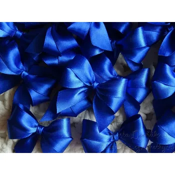 Svatební dekorace Mašlička textilní - saténová modrá královská 411