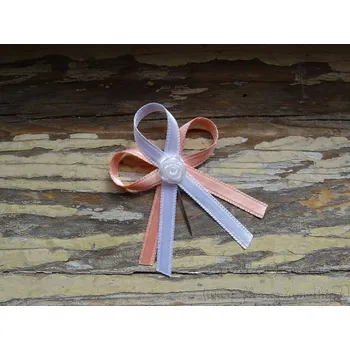 Svatební dekorace Vývazek atlasový lososová / bílá