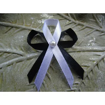 Svatební dekorace Vývazek s perličkou - černá / bílá