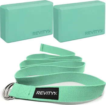 REVITY Sada na jógu REVITY Yoga Set - 2x pěnový blok, 1x popruh ZELENÁ