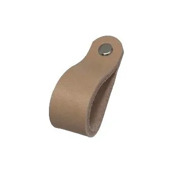 Nábytkové kování Úchytka kožená 7,5cm malá - latté
